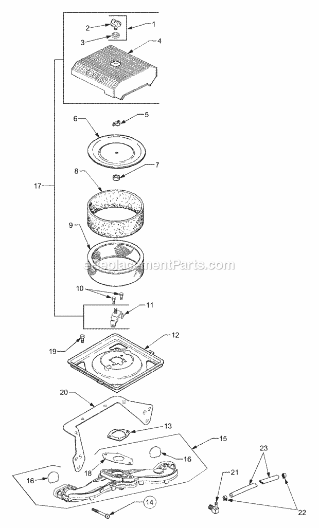 Air Intake Plastic Diagram and Parts List for 3204 14A-641-100 Cub Cadet Lawn Tractor